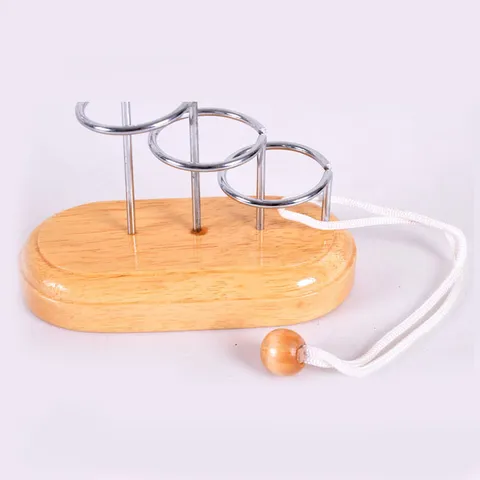 Wooden Brain Teaser Puzzle Interlocking Unlock Game Classical Wire String Puzzle Educational Toy For Kids Adults
