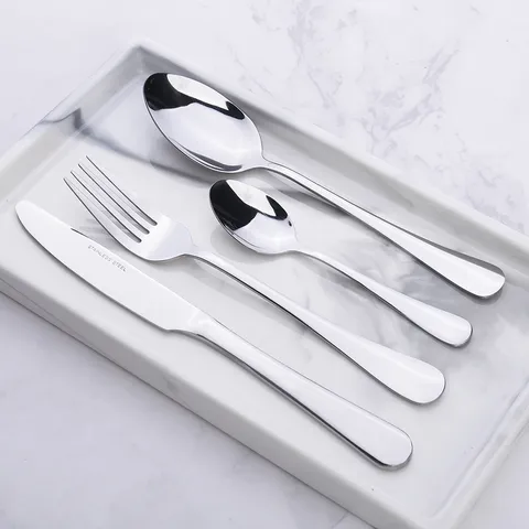 Edelstahl Besteckset Abendessen Messer Gabel Löffel Teelöffel Küche Geschirr Modern Minimalistisch Silber Gold