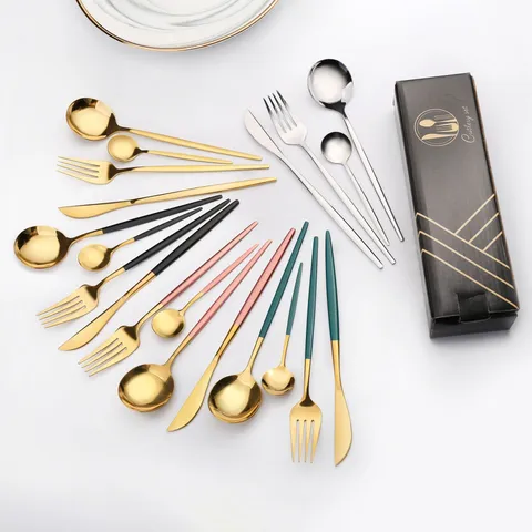 Edelstahl Portugiesisches Besteckset Messer Gabel Löffel Geschirr Set Mit Geschenkkarton Für Küche Esszimmer