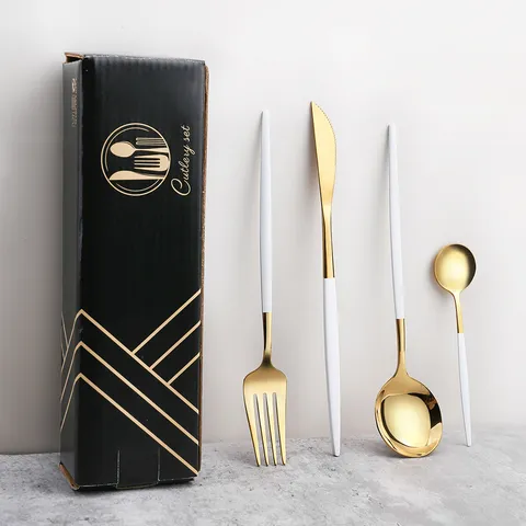 Edelstahl Portugiesisches Besteckset Messer Gabel Löffel Geschirr Set Mit Geschenkkarton Für Küche Esszimmer