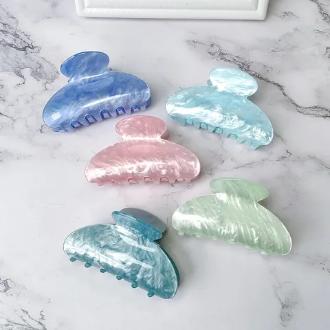 Korean Minimalist Marble Pattern Acrylic Hair Claw Clip Elegant Shark Clip Mori Style Hair Accessories For Women