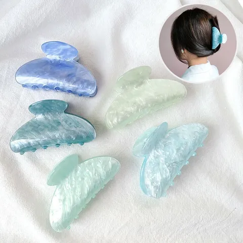 Korean Minimalist Marble Pattern Acrylic Hair Claw Clip Elegant Shark Clip Mori Style Hair Accessories For Women