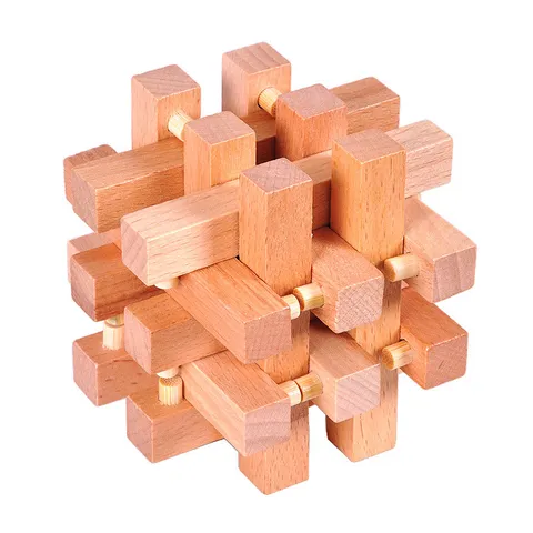 Hölzernes Klassisches Denksportaufgabe Puzzle Luban Schloss Traditionelles Ineinandergreifendes Burr Puzzle Lernspielzeug Für Erwachsene