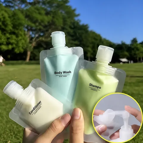 Borsa Dispenser per Articoli da Toeletta da Viaggio Portatile Custodia in Plastica Trasparente per Shampoo e Lozione Liquida Accessori da Viaggio