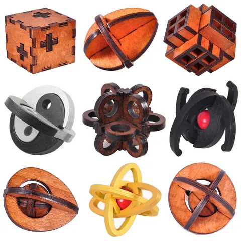 Jouet Puzzle Éducatif Classique en Bois Kongming Lock Luban Lock Casse-Tête Cube Emboîtable Pour Enfants Et Adultes