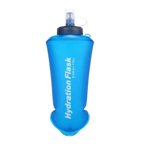 Sacca Idrica Pieghevole in TPU Soft Flask per Escursionismo Corsa Maratona Ciclismo Bottiglia Potabile Leggera Portatile a Prova di Perdite Con Valvola a Morso Senza BPA