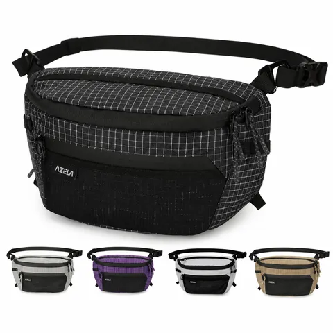 Casual Waterproof Grid Chest Bag Outdoor Sports Crossbody Bag Lightweight MultiPocket Sling Bag Travel Daypack