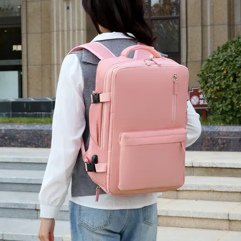 Women Large Capacity Laptop Backpack Oxford Cloth Water Resistant Multi Pocket Travel Bag Business Commute Student School Bag