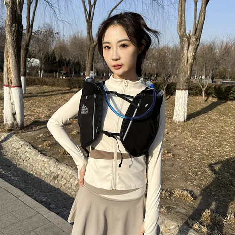 Lightweight Nylon Sports Backpack Outdoor Mountaineering Cycling Bag Marathon Running Hydration Vest Grid Print Fitness Backpack For Unisex