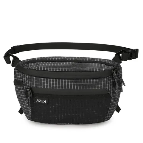 Casual Waterproof Grid Chest Bag Outdoor Sports Crossbody Bag Lightweight MultiPocket Sling Bag Travel Daypack