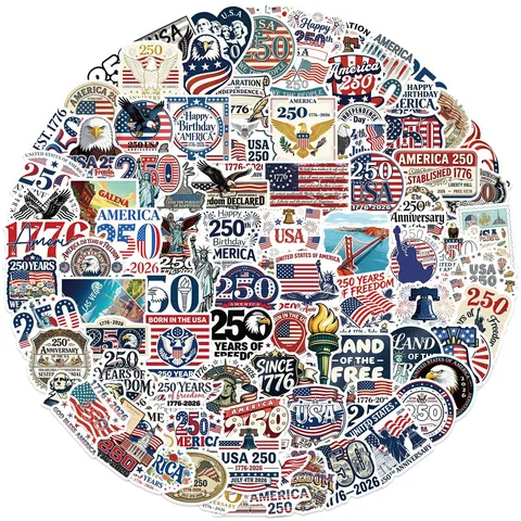 US 250th Anniversary Waterproof Graffiti Stickers Decals American Flag Eagle Skateboard Phone Case Decor
