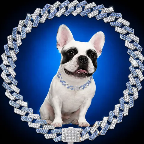 Hip Hop Zinklegierung Strass Haustierhalsband Panzerkette Halskette Für Hunde Katzen Luxus Bling Haustier Schmuck Dekoration Zubehör