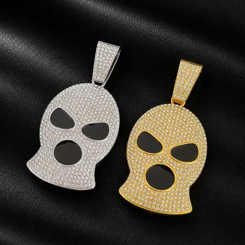 Hip Hop Skimasker Hanger Halsketting Heren Strass Ingelegd Balaclava Hanger Cubaanse Ketting Legering Sieraden