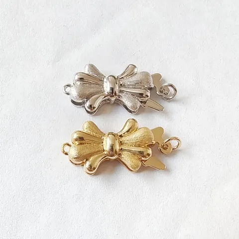 Exquisite Bow Necklace Clasp Copper DIY Jewelry Accessories Golden Silver Rose Gold Multi-Ring Pearl Necklace Connector