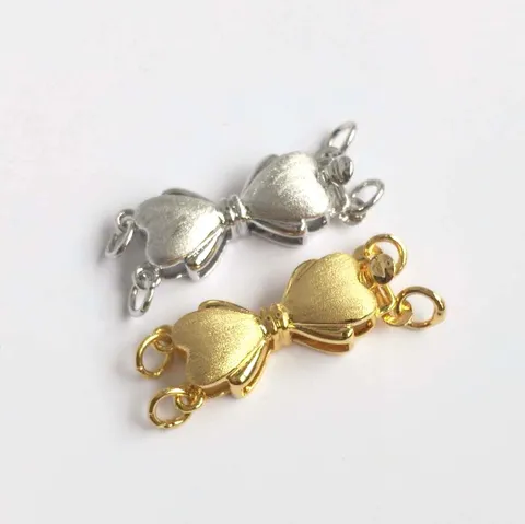 DIY Jewelry Accessories Metal Bowknot Necklace Clasp Copper Plated Pearl Bracelet Connection Clasp Findings