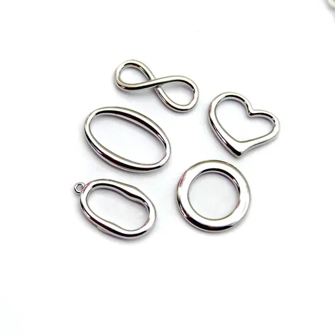 Stainless Steel Hollow Heart Round Oval Pendants DIY Minimalist Charm For Necklace Bracelet Jewelry Findings