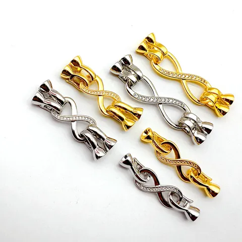 Copper Zirconia Infinity Shape Pearl Necklace Clasp DIY Bracelet Sweater Chain Connecting Finishing Buckle