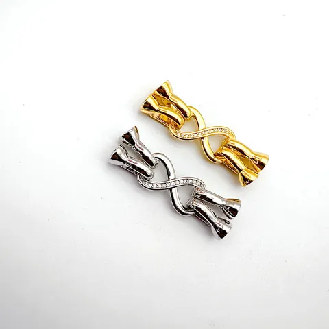 Copper Zirconia Infinity Shape Pearl Necklace Clasp DIY Bracelet Sweater Chain Connecting Finishing Buckle