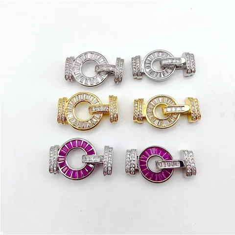 Copper Plated 18K Gold Zircon Rhinestone Round T Bar Clasp Necklace Bracelet Connector DIY Jewelry Findings
