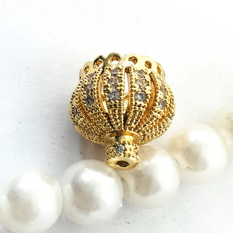 DIY Jewelry Findings Copper Rhinestone Crown Tassel Cap Pendants Necklace Clasp Connector Jewelry Making Accessories