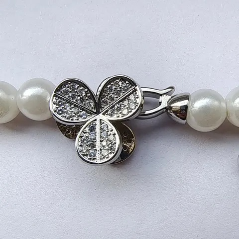Clover Necklace Clasp Copper Rhinestone Artificial Pearl Bracelet Clasp Fashion OL Jewelry Finding DIY Accessory