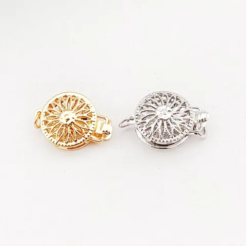 Copper Electroplated DIY Jewelry Findings Double Sided Sunflower Clasp Pearl Necklace Bracelet Connection Buckle