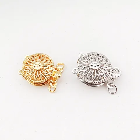 Copper Electroplated DIY Jewelry Findings Double Sided Sunflower Clasp Pearl Necklace Bracelet Connection Buckle