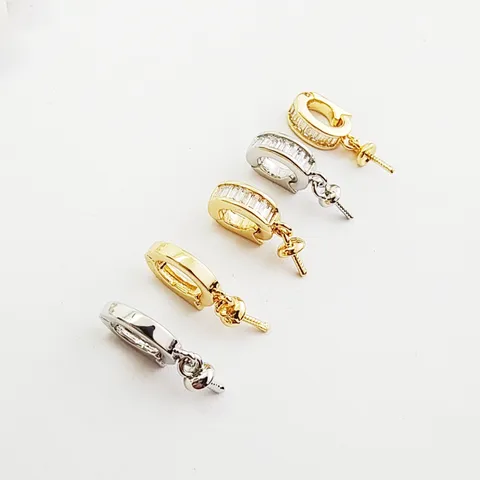 DIY Copper Zirconia Universal Clasp Pearl Necklace Pendant Connector Jewelry Findings Making Accessories
