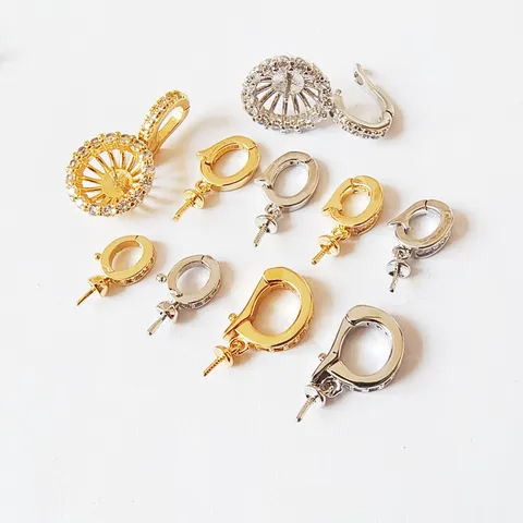 DIY Copper Zirconia Universal Clasp Pearl Necklace Pendant Connector Jewelry Findings Making Accessories