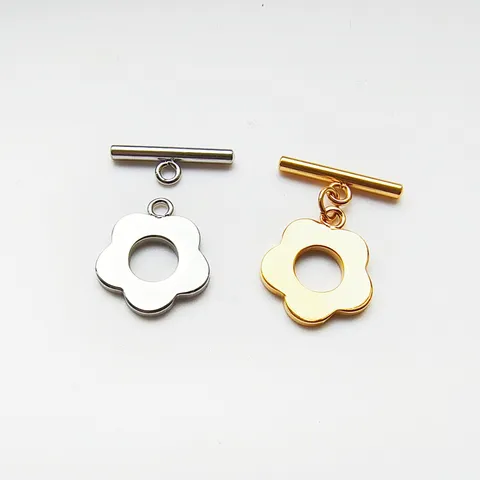 Stainless Steel OT Clasp DIY Necklace Bracelet Connector Plum Blossom Clover Pentagram Toggle Clasp Jewelry Findings