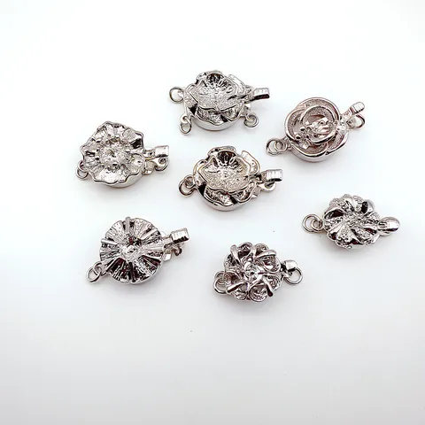 Gold-Plated Copper Pearl Necklace Clasp Floral DIY Jewelry Findings Connectors