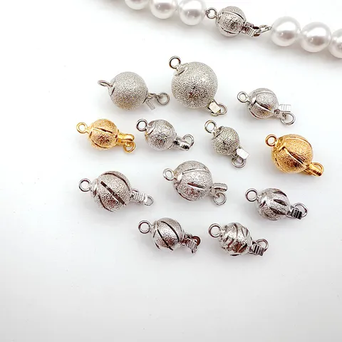 Copper Ball Clasp Matte Sand Glitter Carved Pattern DIY Necklace Bracelet Jewelry Findings Accessories