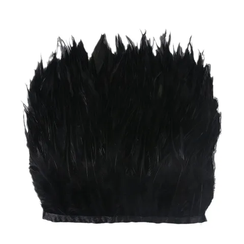 Black Rooster Feather Trim Fringe Ribbon For Dress Hem Stage Performance Garment Sewing Craft Accessories