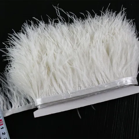 Ostrich Feather Trim Fringe Ribbon DIY Handmade Craft Garment Dress Cuffs Skirt Sewing Accessories Multi Color