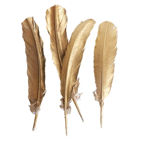Or Pulvérisé Dinde Marabout Plume DIY Ange Ailes Costume Plume Stylo Maison Fenêtre Décor Artisanat Plume