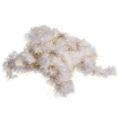 Witte Kalkoenveer Boa Gouden Lametta Veren Strook Voor Kerstboom Feest Kostuum Kleding Ambacht Decoratie
