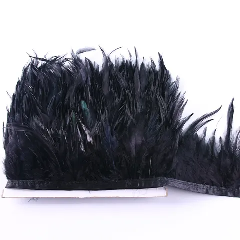 Black Feather Trim Ribbon Fringe Natural Chicken Feather For Clothing Sewing Craft DIY Party Decoration Accessory