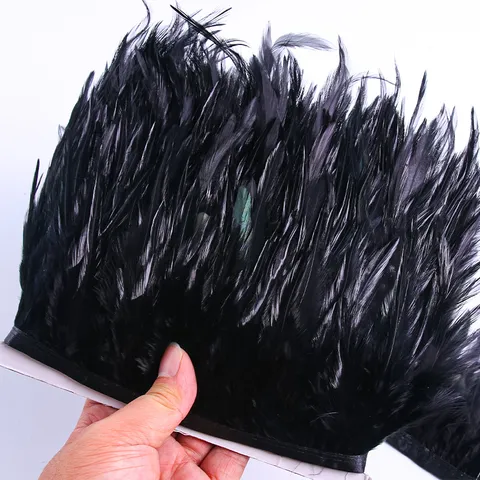 Black Feather Trim Ribbon Fringe Natural Chicken Feather For Clothing Sewing Craft DIY Party Decoration Accessory