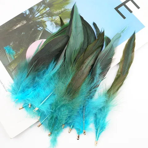 Colorful Rooster Tail Feathers With Metal Clips DIY Crafts Cat Teaser Toy Party Wedding Home Decoration Materials
