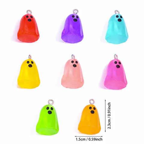 Colorful Halloween Ghost Resin Charms Pendant DIY Jewelry Making Accessories For Necklace Keychain