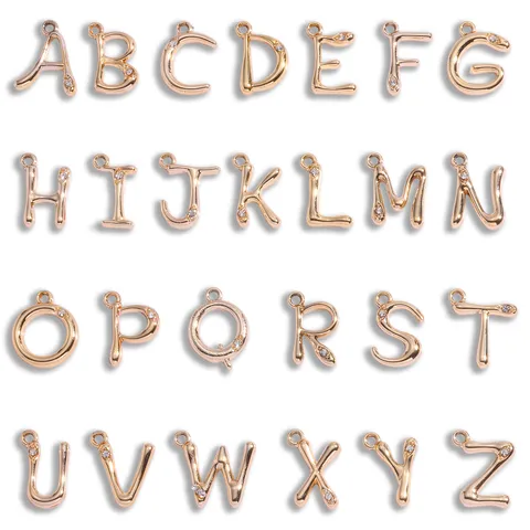 DIY Alliage Lettres Anglaises Charms Strass Pendentifs Initiaux pour Collier Bracelet Fabrication de Bijoux