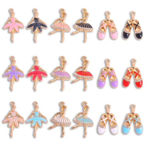 Zinklegering Strass Balletdanseres En Schoenen Hanger Bedel DIY Handgemaakte Ketting Sleutelhanger Sieraden Maken Accessoires