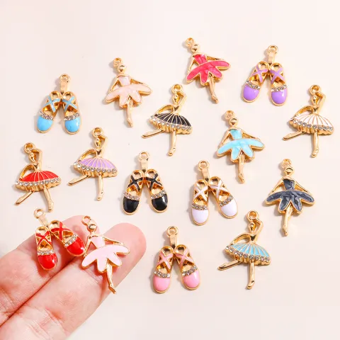 Zinklegering Strass Balletdanseres En Schoenen Hanger Bedel DIY Handgemaakte Ketting Sleutelhanger Sieraden Maken Accessoires