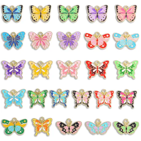 Alloy Colorful Butterfly Enamel Pendants For DIY Jewelry Making Handmade Necklace Keychain Charms For Women Girls Accessories