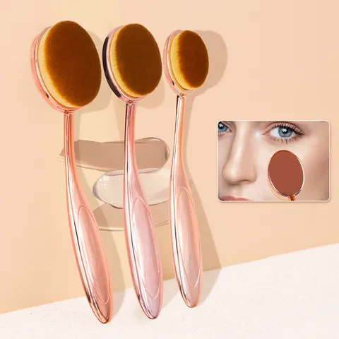 Rose Gold Toothbrush Shaped Foundation Brush Synthetic Fiber Makeup Brush For Liquid Foundation And Concealer