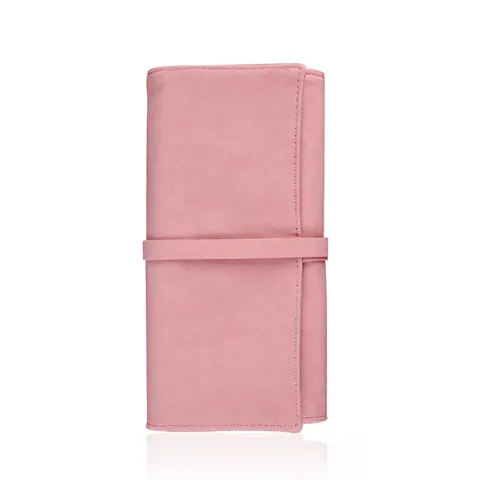 Portable Pink PU Leather Makeup Brush Roll Bag Twelve Slots Travel Cosmetic Brush Storage Organizer Professional Beauty Tool Case