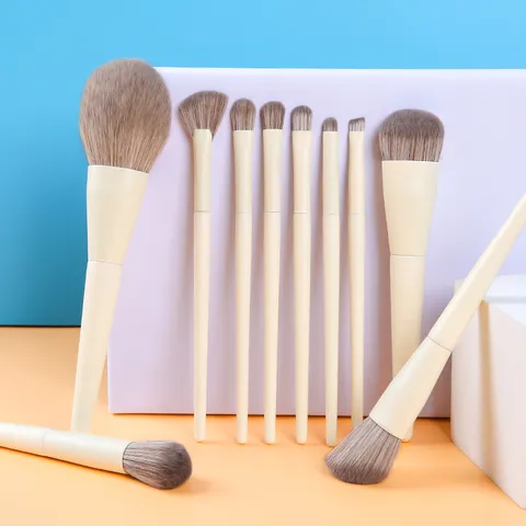Professional Makeup Brush Set Soft Synthetic Fiber Bristles Solid Wood Handle Matte Aluminum Tube Full Face Cosmetics Tools