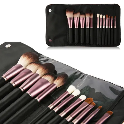 Professionelles Make-up-Pinsel-Set Weiche Kunstfaser Roségold Aluminiumrohr Holzgriff Gesicht Auge Kosmetikwerkzeuge Reisetasche