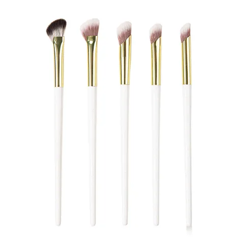 Zeis Neusschaduw Borstel Vingerafdruk Concealer Borstel Synthetische Vezel Houten Handvat Schitterend Wit Goud Make-up Borstel