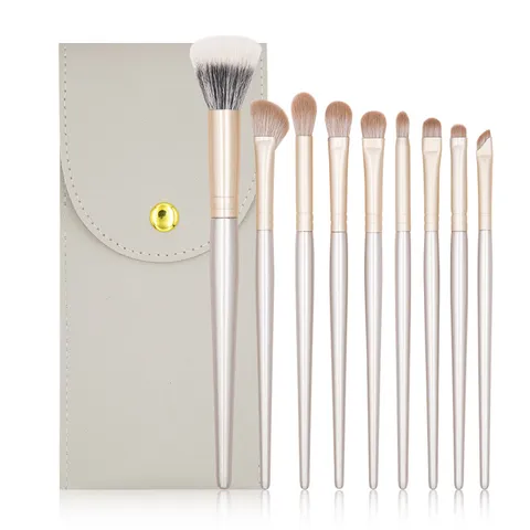 Champagnegoud Oogmake-up Kwasten Collectie Professionele Synthetische Vezel Houten Handvat Oogschaduw Mengen Concealer Kwasten Voor Vrouwen Reizen Dagelijkse Schoonheid